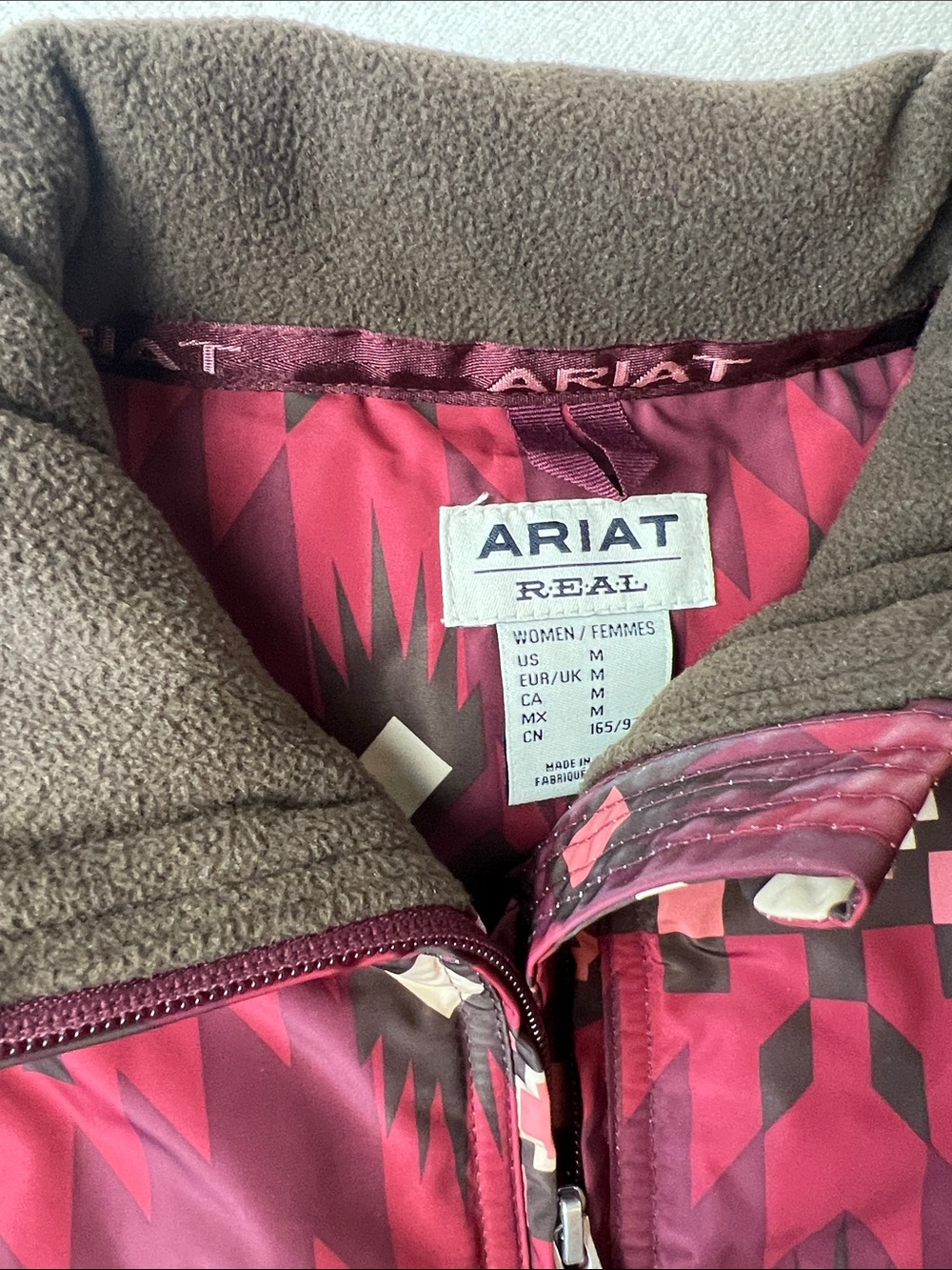 Ariat Women's Wine Red Aztec Quilted Puffer Jacket - Picture 13 of 16